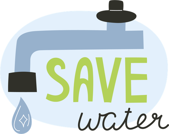 Leaking Faucet with Save Water Message  Illustration