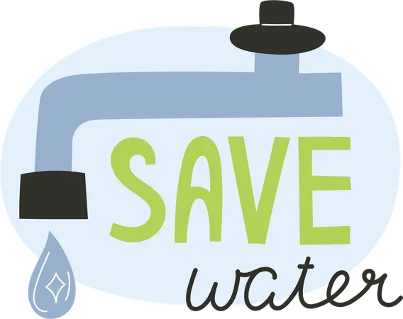 Leaking Faucet with Save Water Message  Illustration