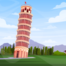 illustrations of tower of pisa