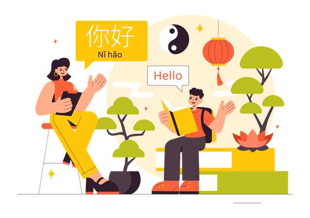 Learn Chinese Language  Illustration