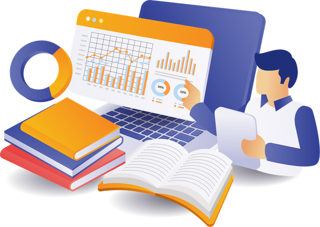 Learn to analyze data online  イラスト