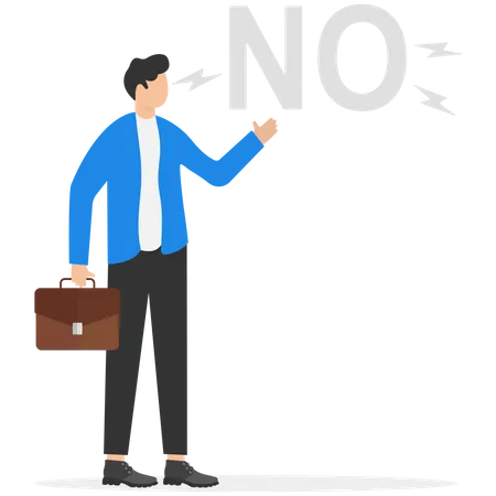 Vector Learn To Say No Leadership Skill To Manage Workload Refuse To Do Wrong Things Or Time Management Concepts Confident Businessmen Speak Out Loud To His Boss With The Word No Illustration