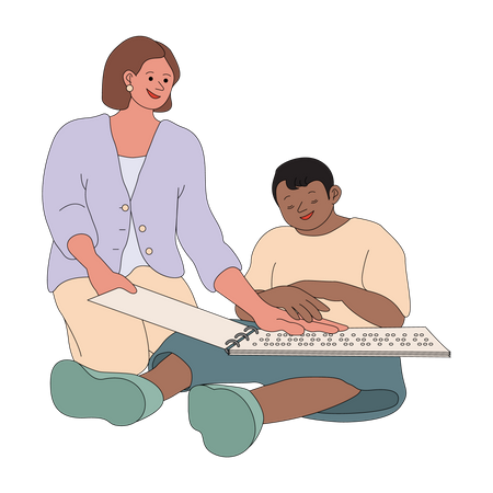Learning braille language Illustration