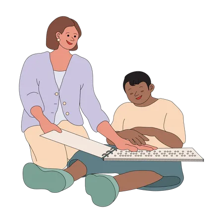 Learning braille language  Illustration