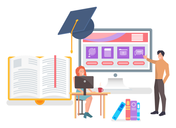 Learning from online education website  Illustration