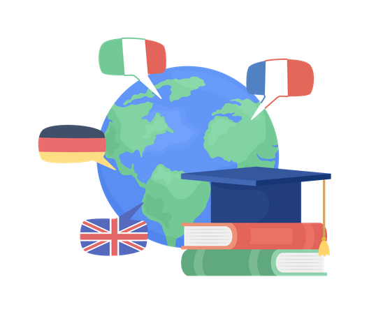 Learning languages abroad  Illustration