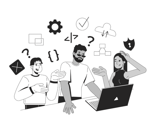Learning to code in group  Illustration