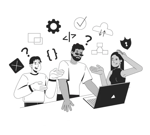 Learning to code in group  Illustration