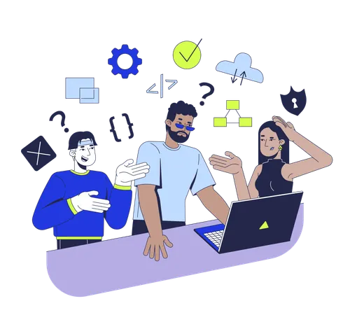 Learning to code in group  Illustration