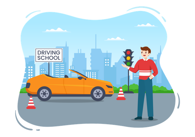 Learning to Drive to Get Drivers License Illustration