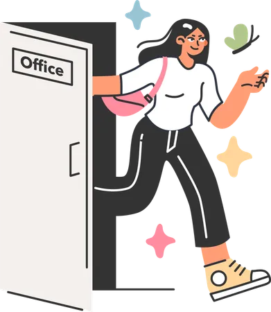 Leave to office  Illustration