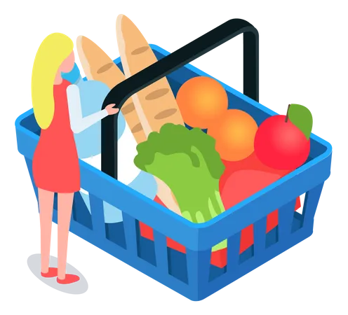 Einkaufswagen für Lebensmittel  Illustration