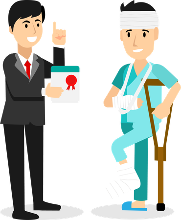 Lebensversicherungsmanager vermittelt Patient Krankenversicherung  Illustration