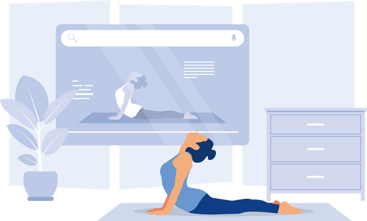Lección de yoga en línea  Ilustración