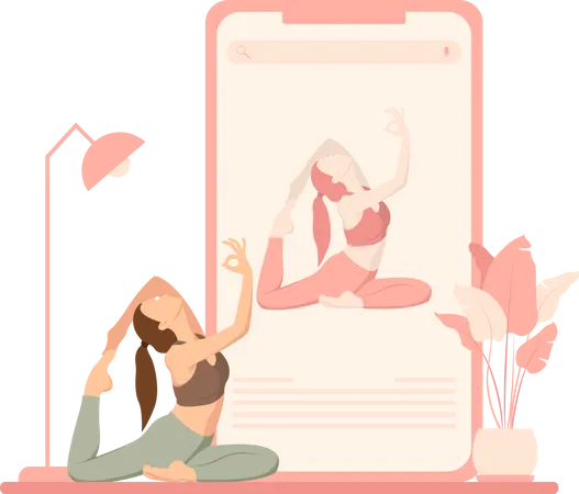 Lección de yoga en línea  Ilustración