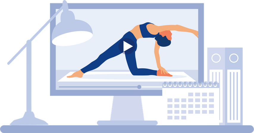 Lección de yoga en línea  Ilustración