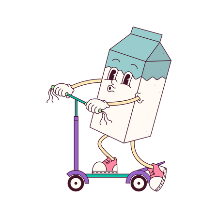 Leche En Una Scooter  Ilustración