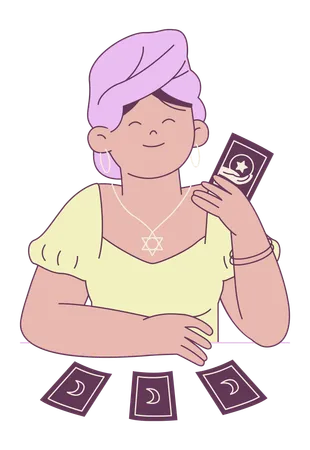 Lecteur de tarot avec cartes de tarot  Illustration