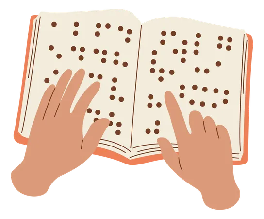 Leer libro de códigos braille  Ilustración