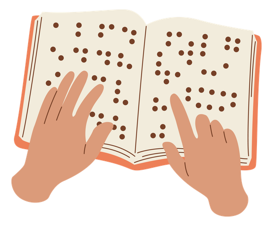Lire un livre de codes braille  Illustration
