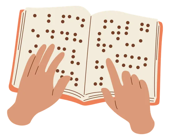 Lire un livre de codes braille  Illustration