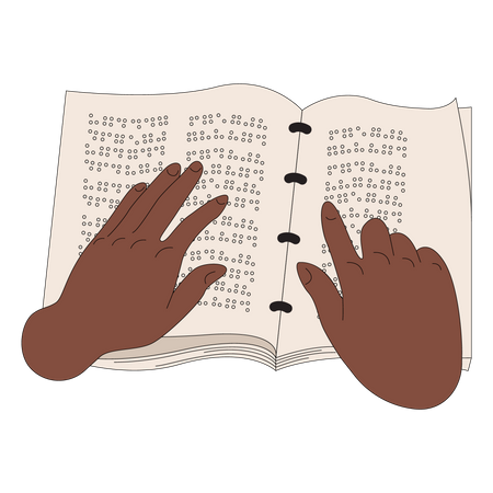 Lire un livre de codes braille  Illustration