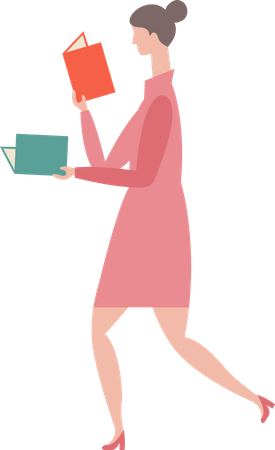 Femme lisant des livres  Illustration