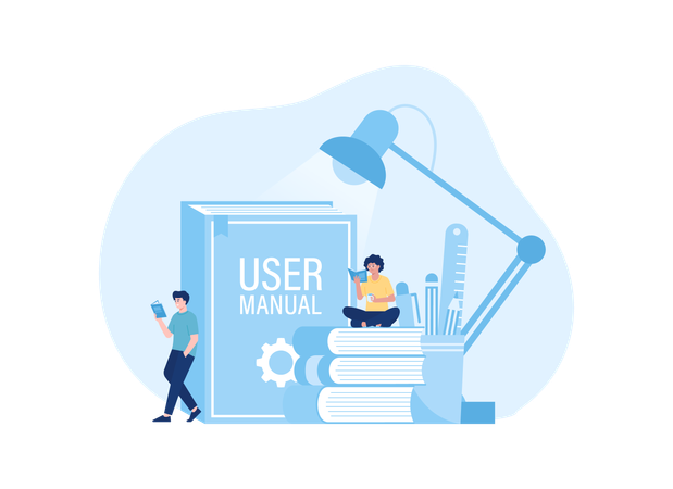 Personnes lisant le manuel d'utilisation  Illustration