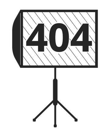 LED Panels With Tripod Black White Error 404 Flash Message Photo Studio Equipment Monochrome Empty State Ui Design Page Not Found Popup Cartoon Image Vector Flat Outline Illustration Concept イラスト