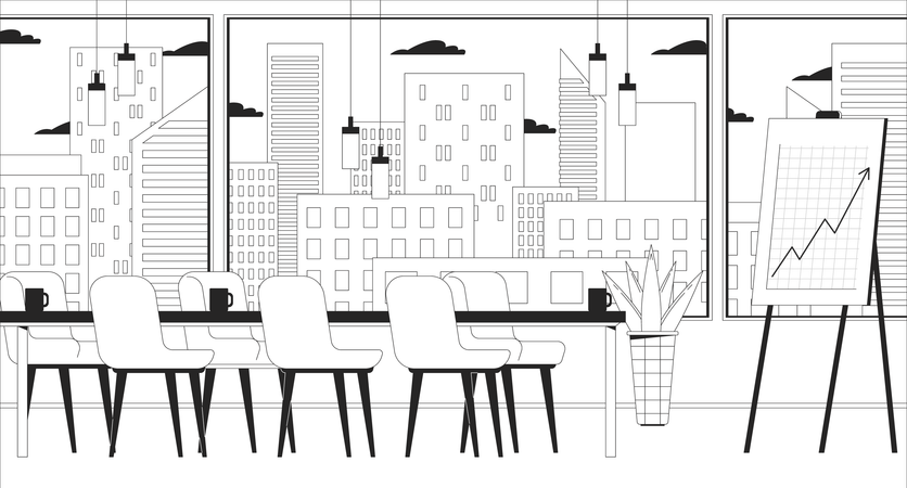 Leere Unternehmensdiagrammtafel im Sitzungssaal  Illustration