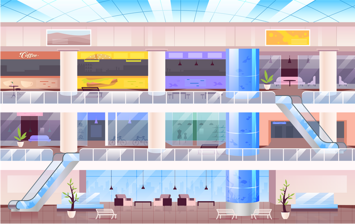 Leeres Einkaufszentrum  Illustration