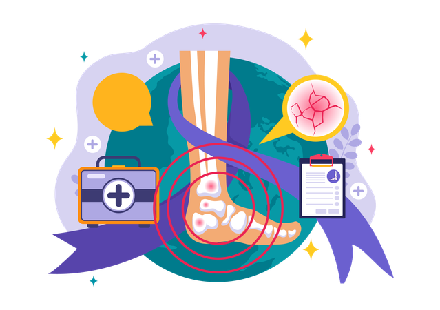 Leg fracture and medical box  Illustration