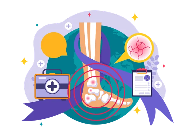 Leg fracture and medical box  Illustration