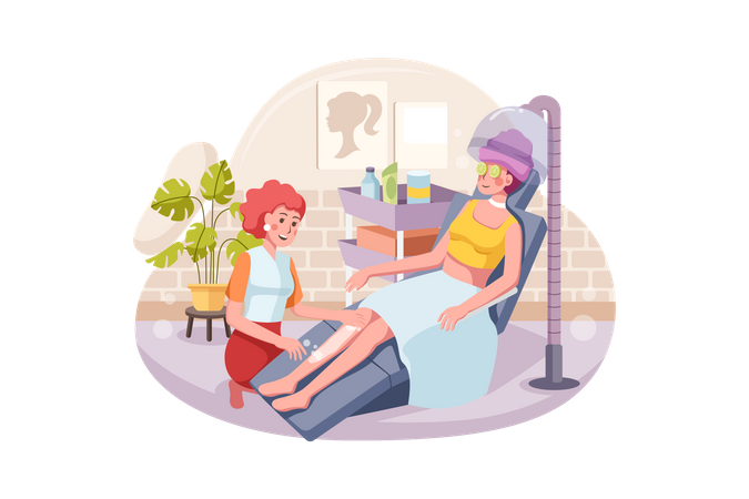 Leg waxing and hair spa  Illustration