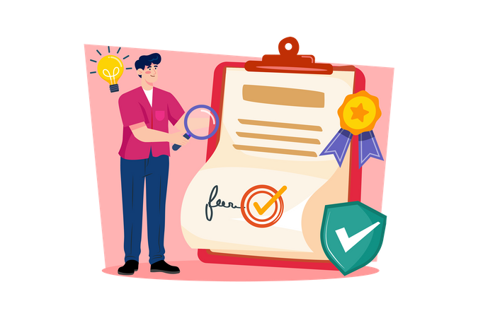 Legal advisor creating legal contracts and agreements  일러스트레이션
