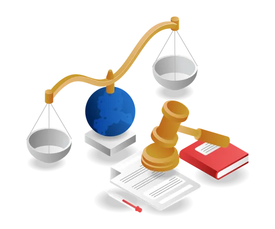 Legal Justice In The World Of Business Management Illustration