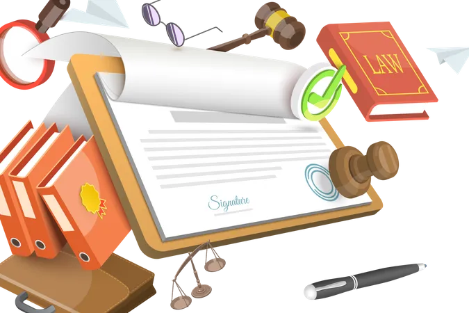 Legal Contract Signing Illustration