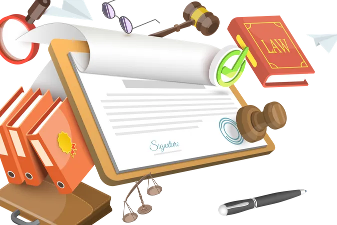 Legal Contract Signing  Illustration