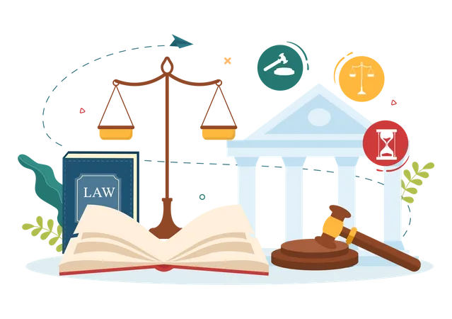 Legal court procedures  Illustration