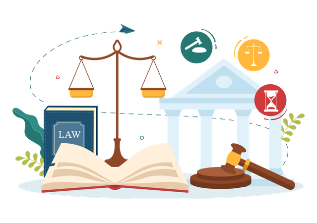 Legal court procedures  Illustration