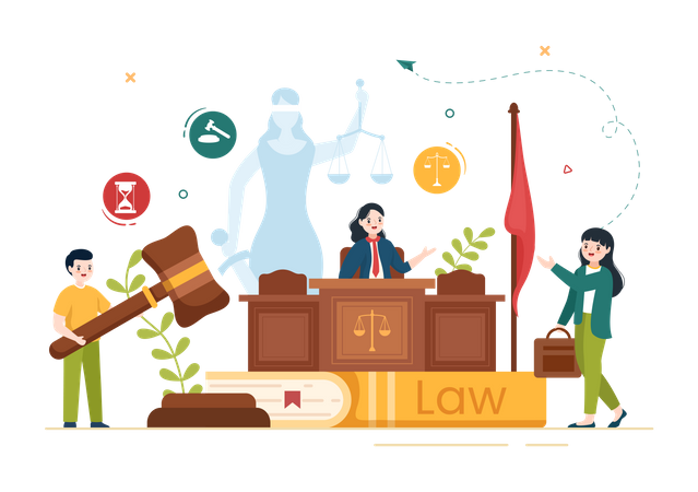 Legal court proceedings  Illustration