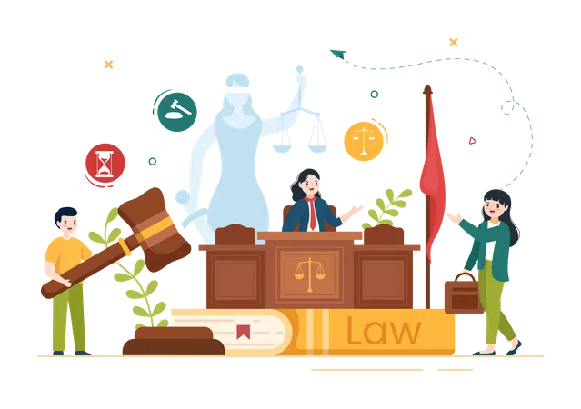 Legal court proceedings Illustration