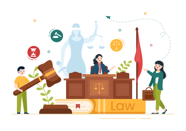 Legal court proceedings  Illustration