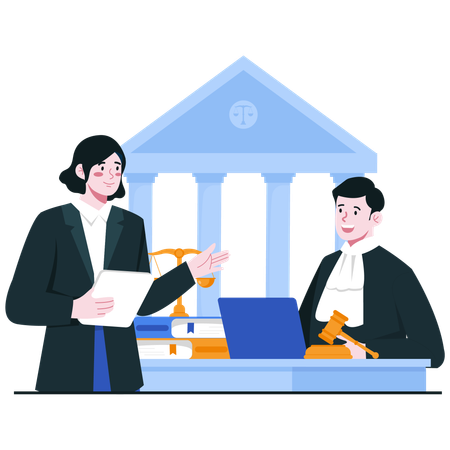 Legal Discussion in Courthouse  Illustration
