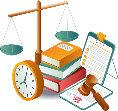 Legal education and court scales  Illustration