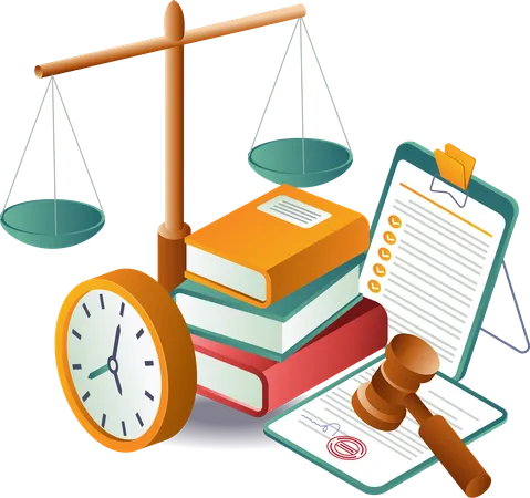 Legal education and court scales  Illustration