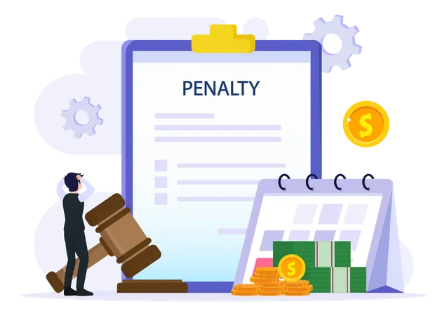 Penalty Vector Concept Stressful Businessman Looking At A Charge And Expense Punishment Notice Illustration