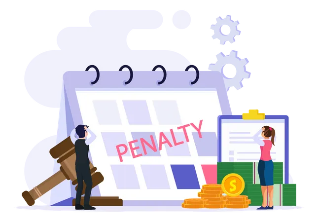 Penalty Vector Concept Stressful Businesswoman Looking At A Charge And Expense Punishment Notice Illustration