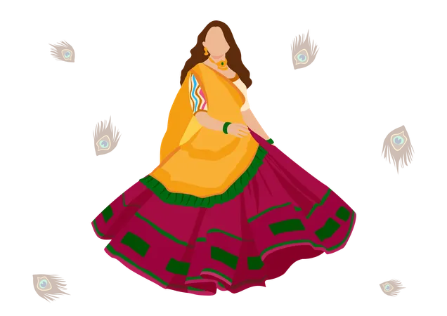 India Traditional Clothes Illustration Model 1 Illustration