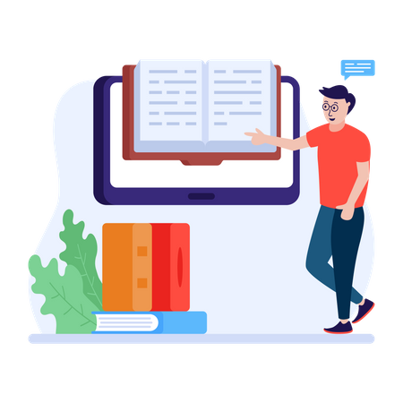 Lehrende unterrichten in virtueller Vorlesung  Illustration
